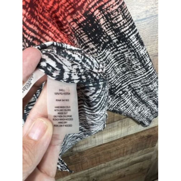 Calvin Klein Red and Black Button-Up Blouse - Picture 4 of 12